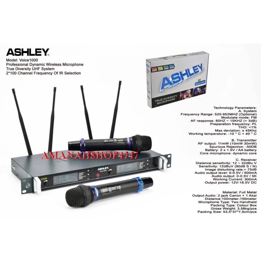 MIC WIRELESS ASHLEY VOICE1000 MIC WIRELESS ASHLEY VOICE 1000 ORIGINAL ASHLEY VOICE1000