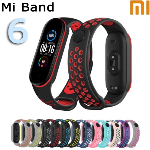 TWO Color Strap Mi Band 6 ​Silicone Jam Gelang Xiaomi MiBAND watch Silikon Classic Tali jamtangan smart watch siaomi Warna Hitam biru merah hijau puti