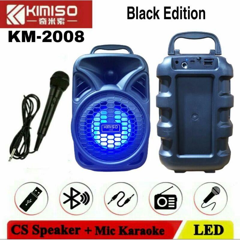 KIMISO KM 2008 Speaker Bluetooth LED Karaoke KM-2008 Portable Wireless + Microphone