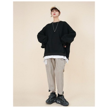 SWEATER OVERSIZE KOREAN STYLE NOONA CHU STYLE BAHAN FLEECE KATUN