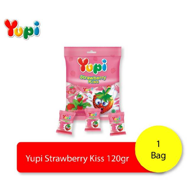 

Permen Yupi Strawberry Kiss 120 gr isi 50butir