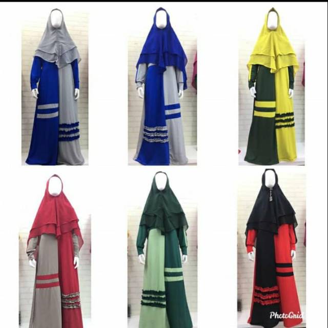 Gamis anak satu Khimar bahan Jersey Korea