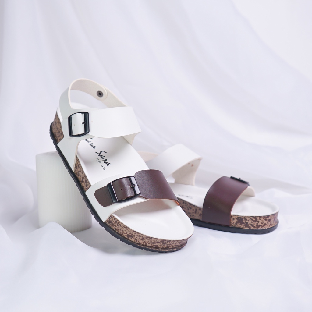 Sara Sara SELLY Sandal Slop Wanita Kekinian Sandal Wanita Tali Belakang Selop Gesper Birken Sol Puyuh Casual Terbaru