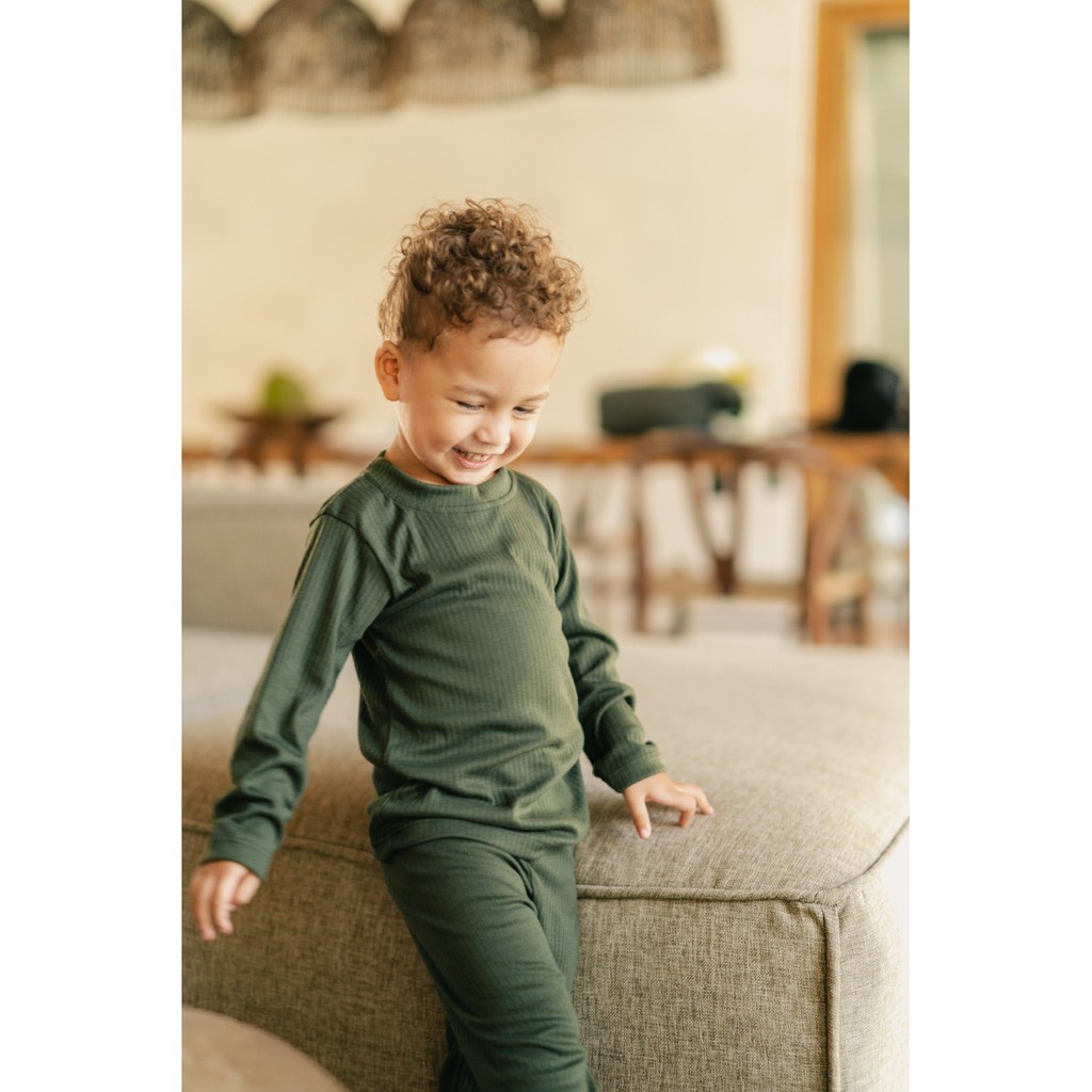 Booyah Baby &amp; Kids - Bumi Ribbed Pajamas (1-6 Tahun) Piyama Anak Baju Panjang Celana Panjang