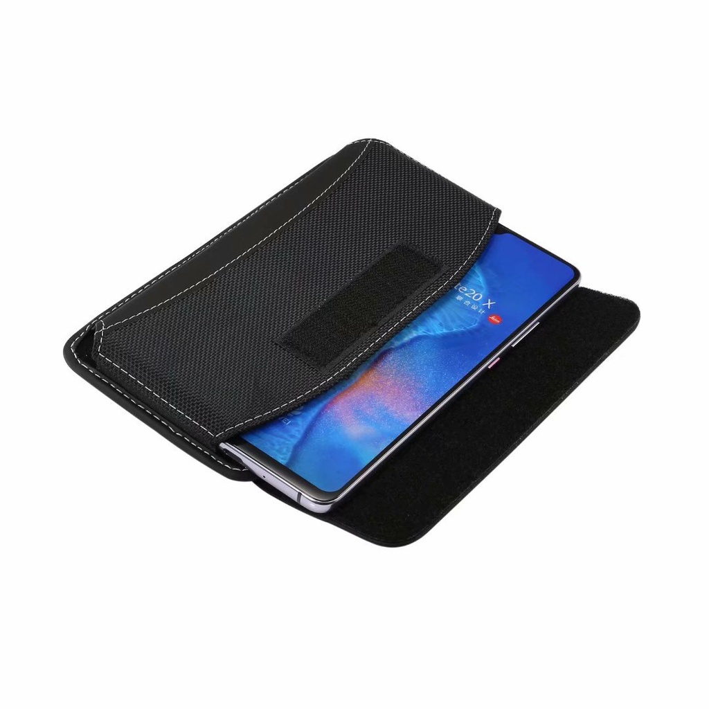 Sarung Dompet Tas Tempat HP Pinggang Pria Nylon Tanpa Magnet Kopel Horisontal Ukuran 6 - 7 Inch