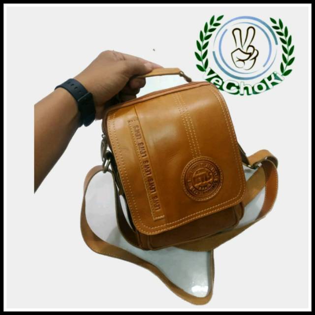 Tas Selempang Kerja Jinjing Pria Full Kulit Sapi Asli - Levis TL310376