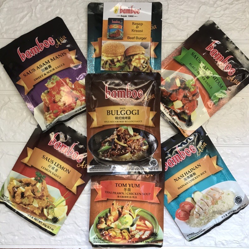 

BAMBOE ASIA BUMBU DAPUR ALL VARIAN// TOMYUM, LADA HITAM, ASAM MANIS, LEMON, BULGOGI, TERIYAKI,HAINAN