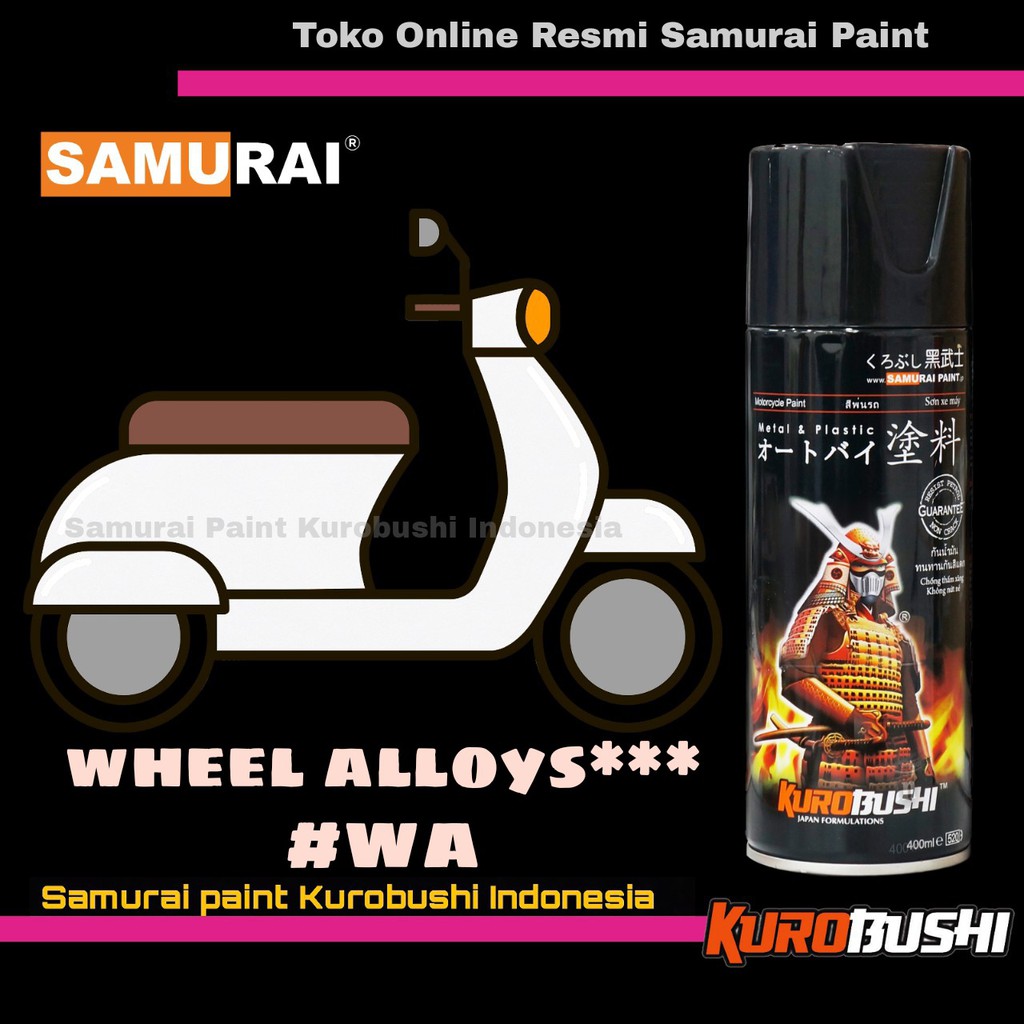 Samurai Paint Wheel Alloys WA Epoxy Cat Dasar Alumunium Semprot Aerosol Samurai