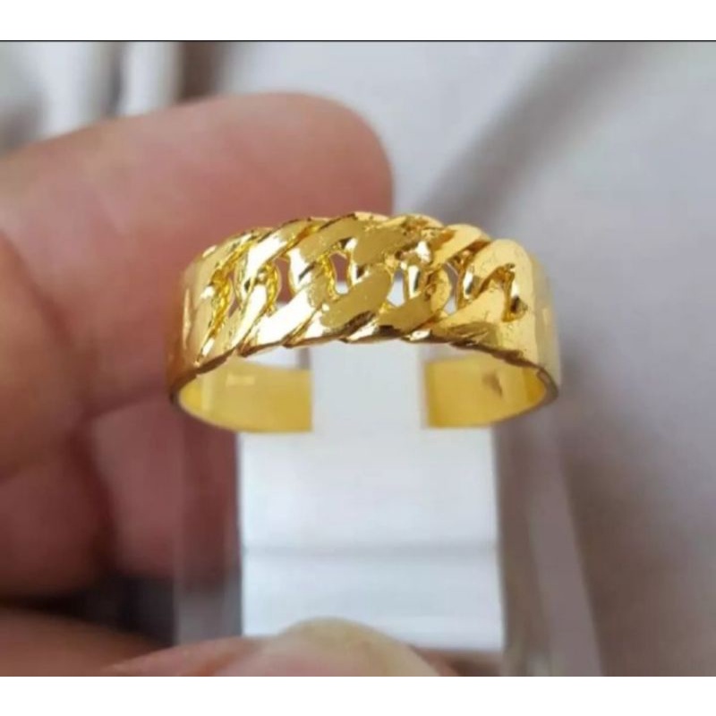 cincin fashion wanita motif emas 24k titanium original anti luntur dan karat