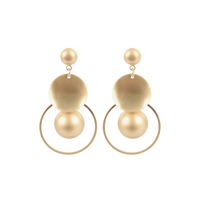 LRC Anting Tusuk Fashion Gold Irregular Plated Circle Earrings F32604