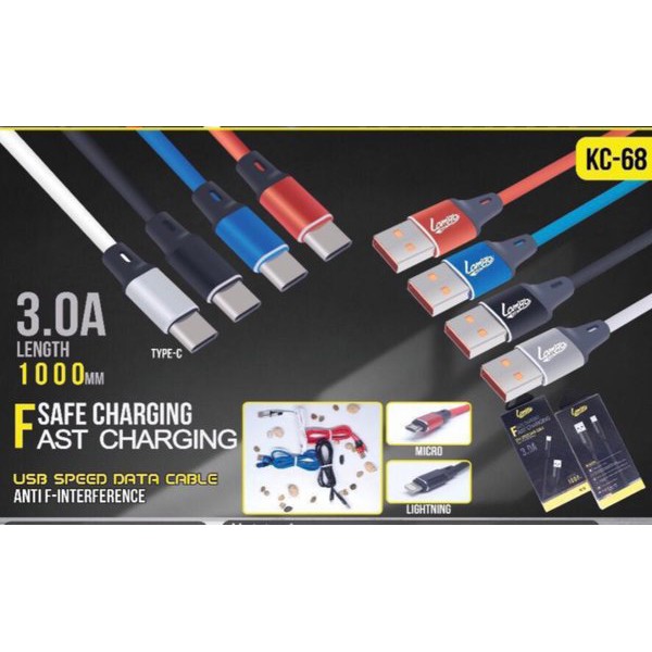 Promo KABEL DATA LAMIGO 3.0AMPER KC - 68 TYPE C