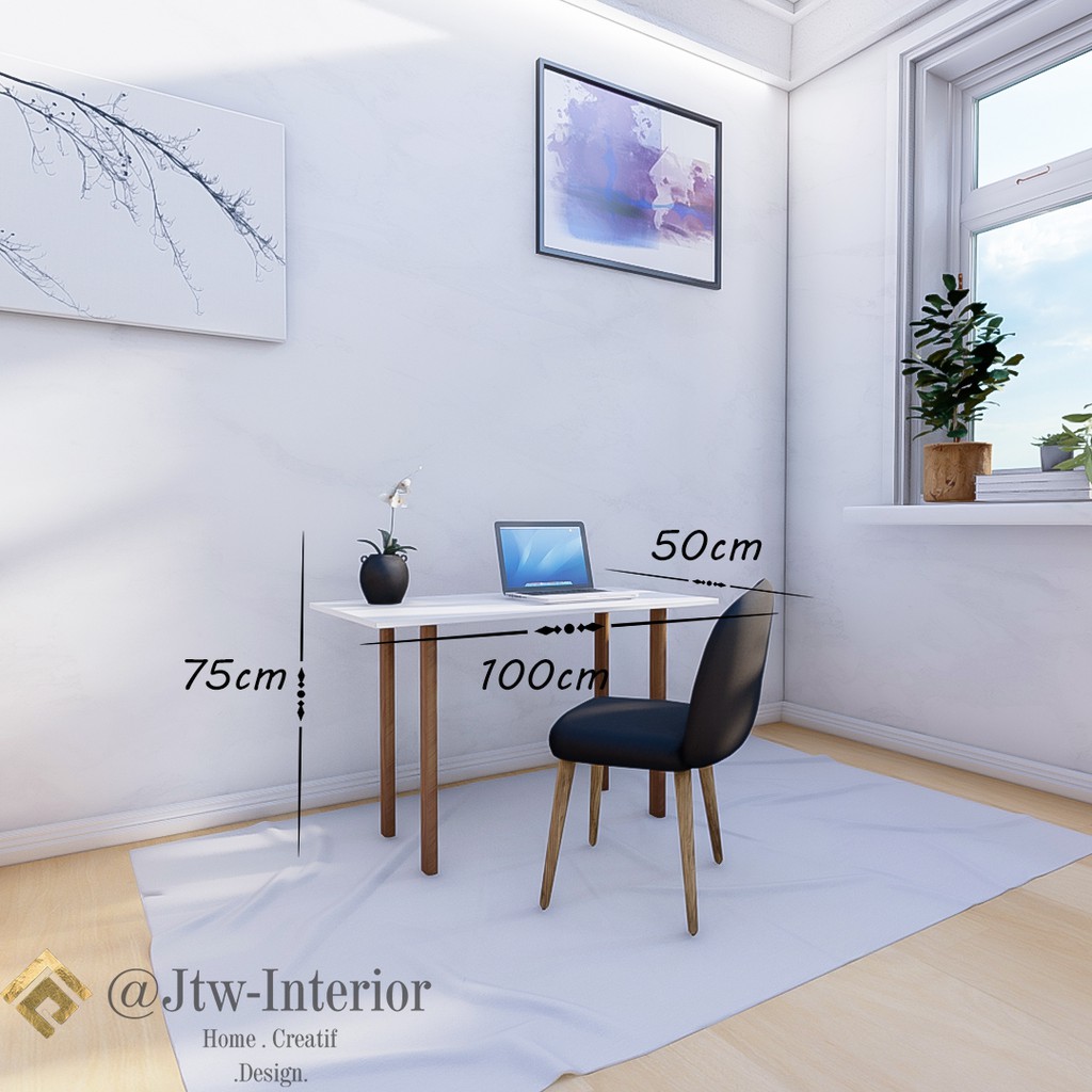 Meja kerja / Meja belajar / Meja Gaming / Desk gamer WT 04 - Putih