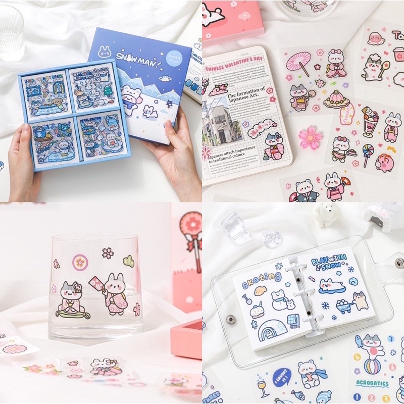 sticker aesthetic  - diy project sticker set box multi surface cute stickers korea style stickers tempelan diy