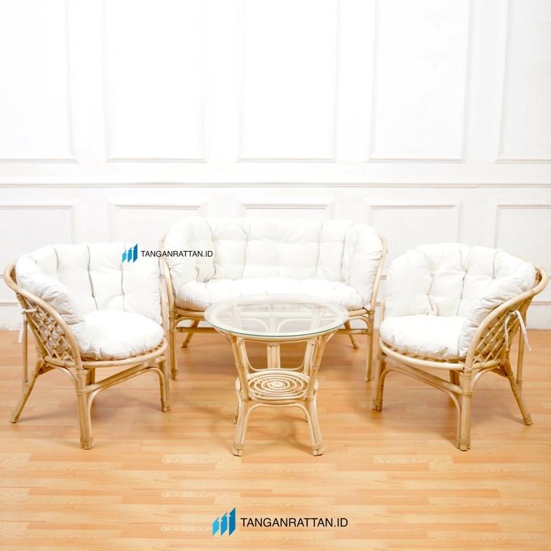 KURSI BAHAMA ROTAN 1 SET + BANTAL DAN KACA / KURSI ROTAN MINIMALIS / KURSI TAMU ROTAN TERLARISS...,,