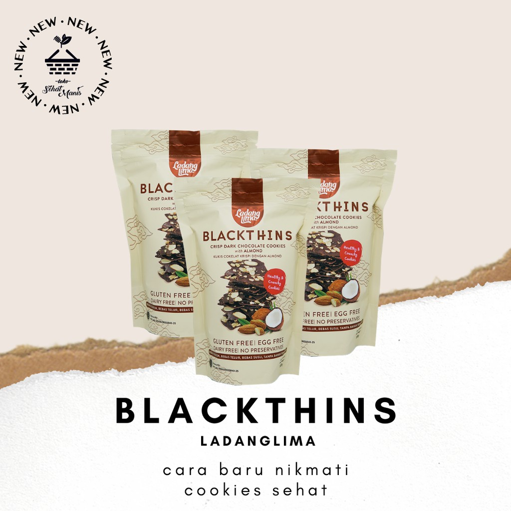 

Ladang Lima Blackthins Crisp Dark Chocolate Cookies With Almond 100 Gr
