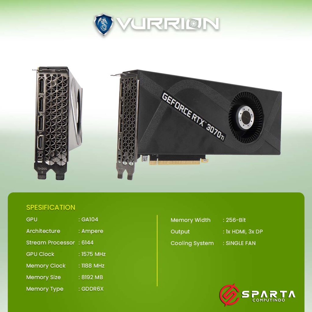 VGA Card Vurrion Nvidia Geforce RTX 3070Ti 8GB GDDR6X New Garansi Resmi