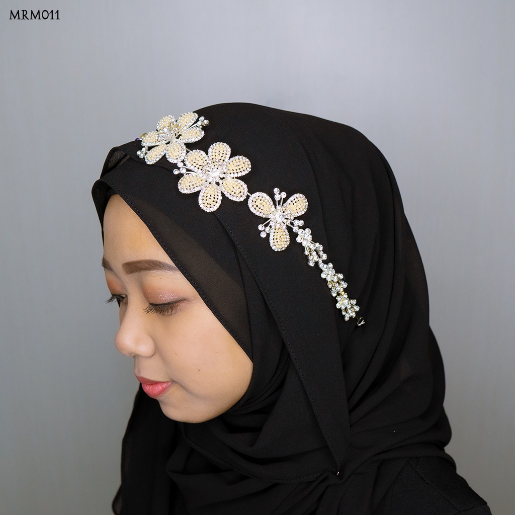 [SIAP KIRIM] ASESORIS TIARA PERNIKAHAN HIJAB WANITA MODERN BUNGA MRM011