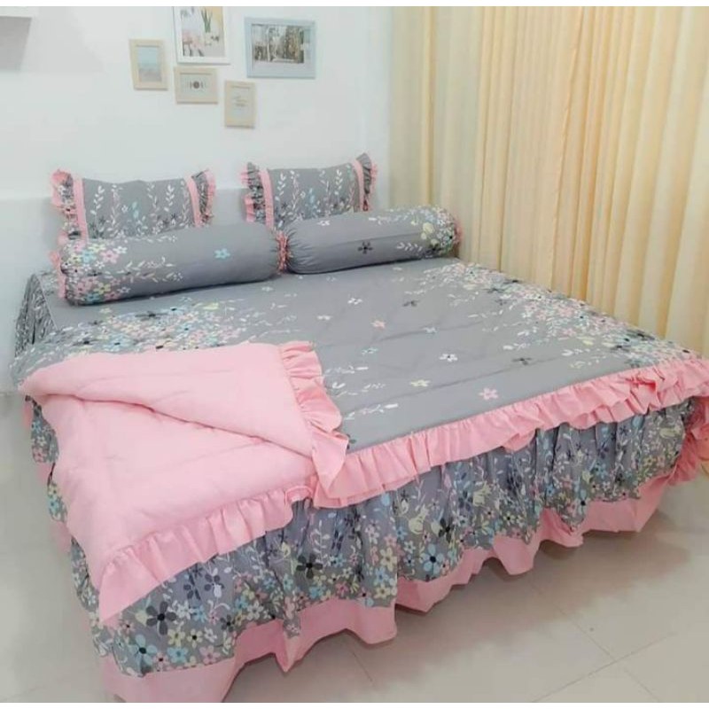 Sprei rumbai set bedcover bahan katun ukuran 180x200
