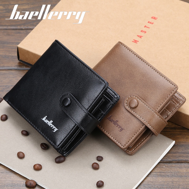 ORIGINAL BAELLERRY D1305 DOMPET LIPAT PRIA DENGAN TEMPAT KOIN BAHAN KULIT PU