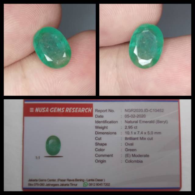 Natural Emerald (Beryl) Colombia.