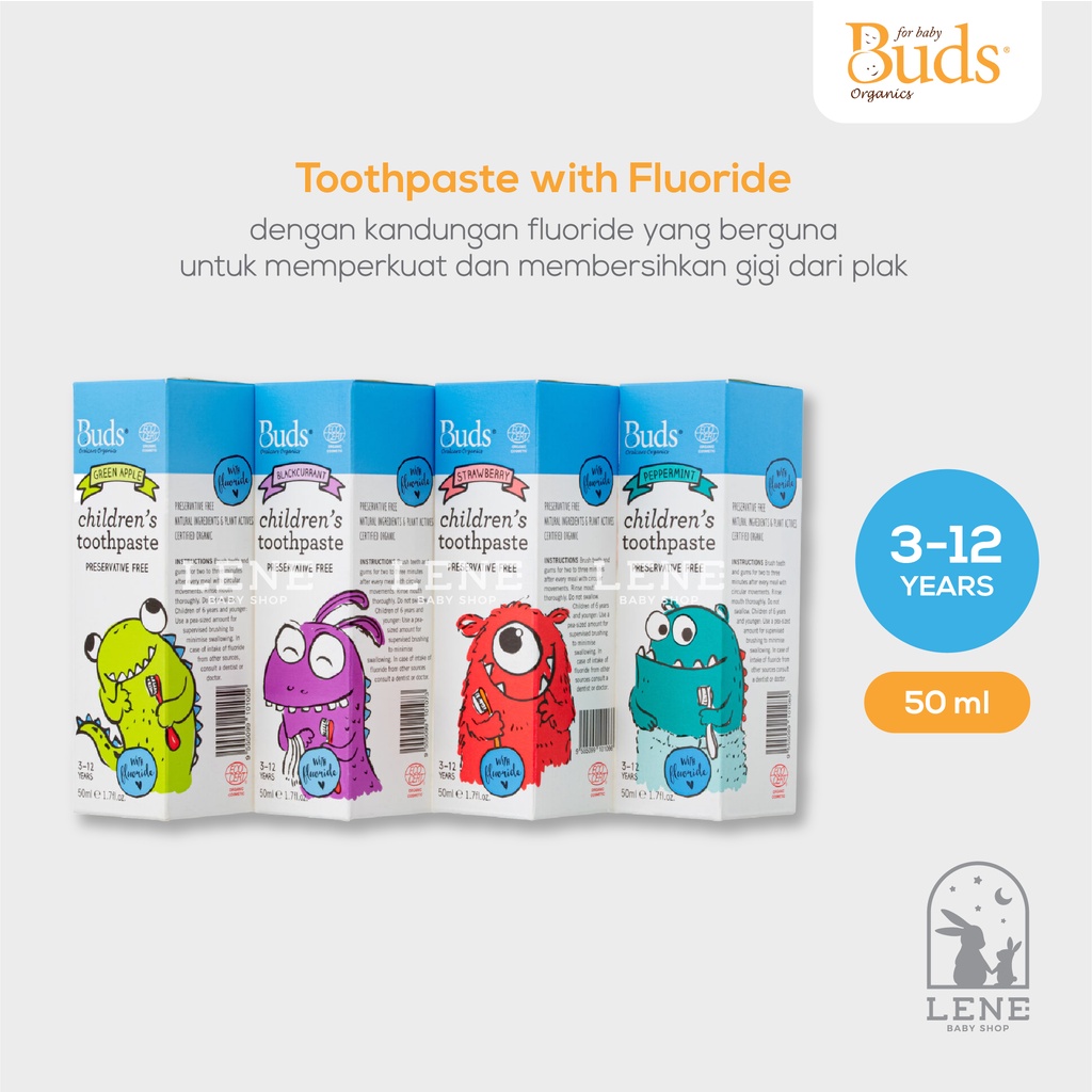 Buds Organics Toothpaste With Fluoride (3-12y) 50ml