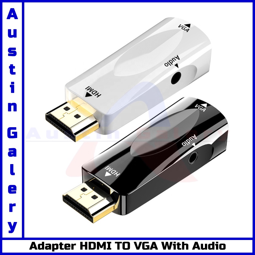 Adapter HDMI TO VGA With Port Audio 3.5mm Full HD1080P Untuk HDTV Proyektor