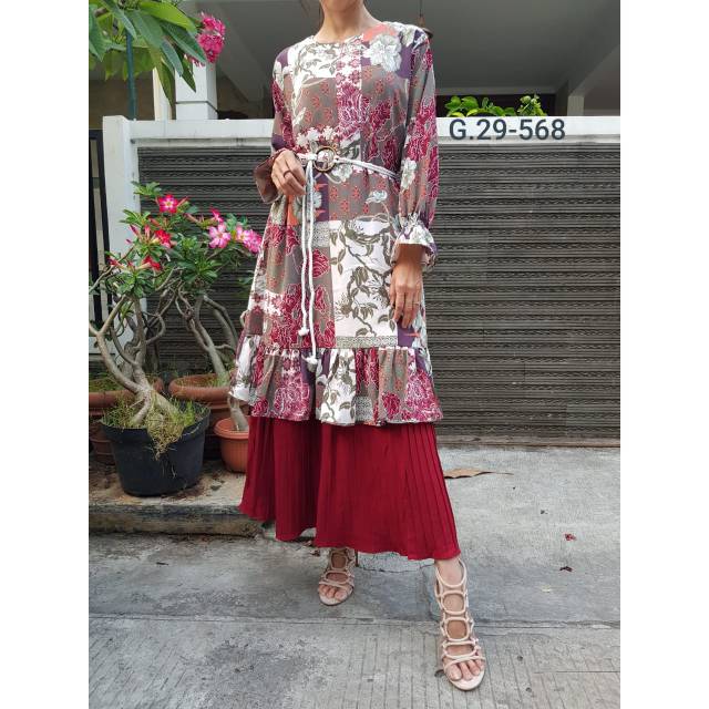 Setrok sambung plisket/gamis bangkok/gamis plisket