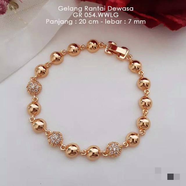 Xuping-gelang tangan dewasa asli berlapis emas 24k motif bola kecil mata gold