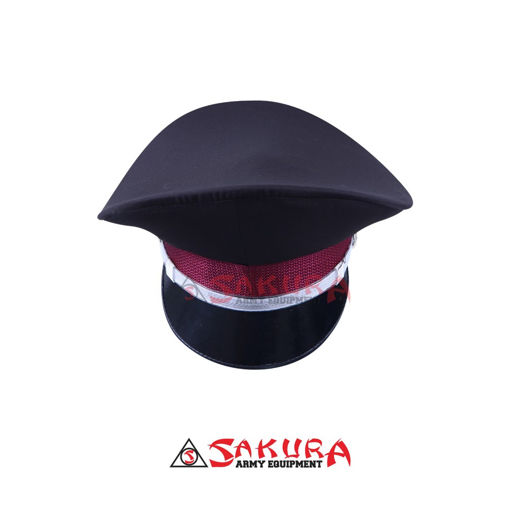 Topi Pet Satpam Security Coklat List Putih Plus Emblem