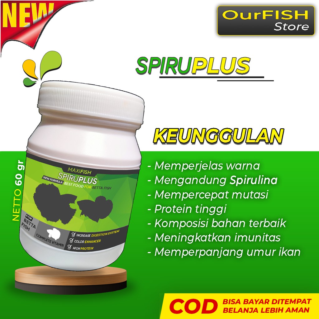 Pelet Spirulina Cupang SPIRUPLUS Pakan Pelet Pellet Ikan Cupang Hias Avatar Galaxy Multicolor Nemo