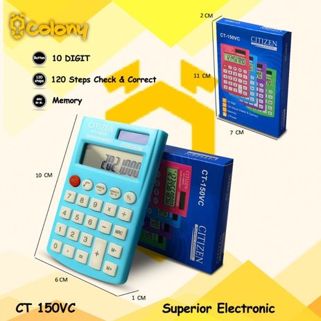 kalkulator saku CITIZEN CT-150VC mini 10 digit check n correct