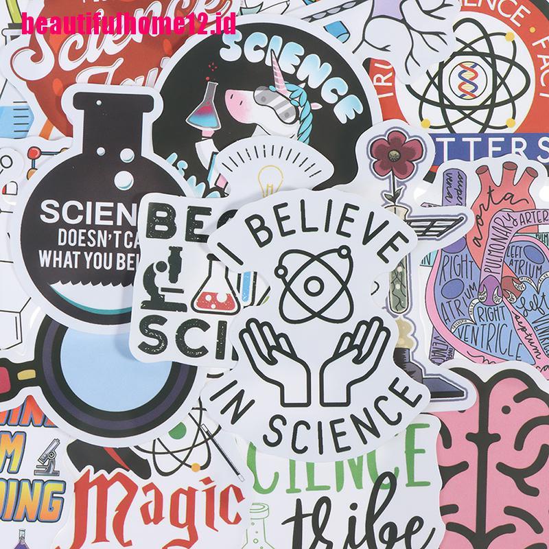 【beautifulhome12.id】50Pcs Science Chemistry Laboratory Stickers for Laptop Phone Skateboard Suitcase