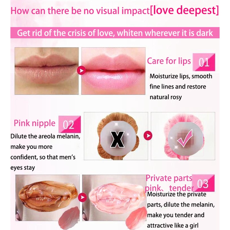 Pemutih ketiak dan selangkangan ampuh Minyak esensial merah muda Miss V Pencerah selangkangan Ketiak Hitam Pencerah Bibir 10ML Nipple Private Pemutih Essence Minyak