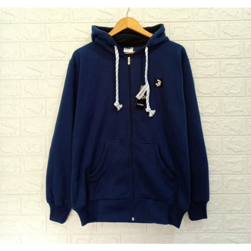 JAKET RESLETING FLEECE COWOK CEWEK  3SECOND BORDIR WARNA SIZE XL