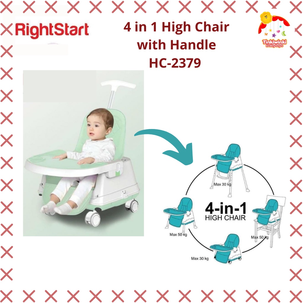RIGHT START 4in1 Highchair HC 2375 UPGRADED Kursi Makan Bayi NEW ARRIVAL