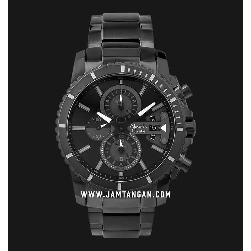 Alexandre Christie AC 6532 MC BIPBA Chronograph Men Black Dial Black Stainless Steel Strap