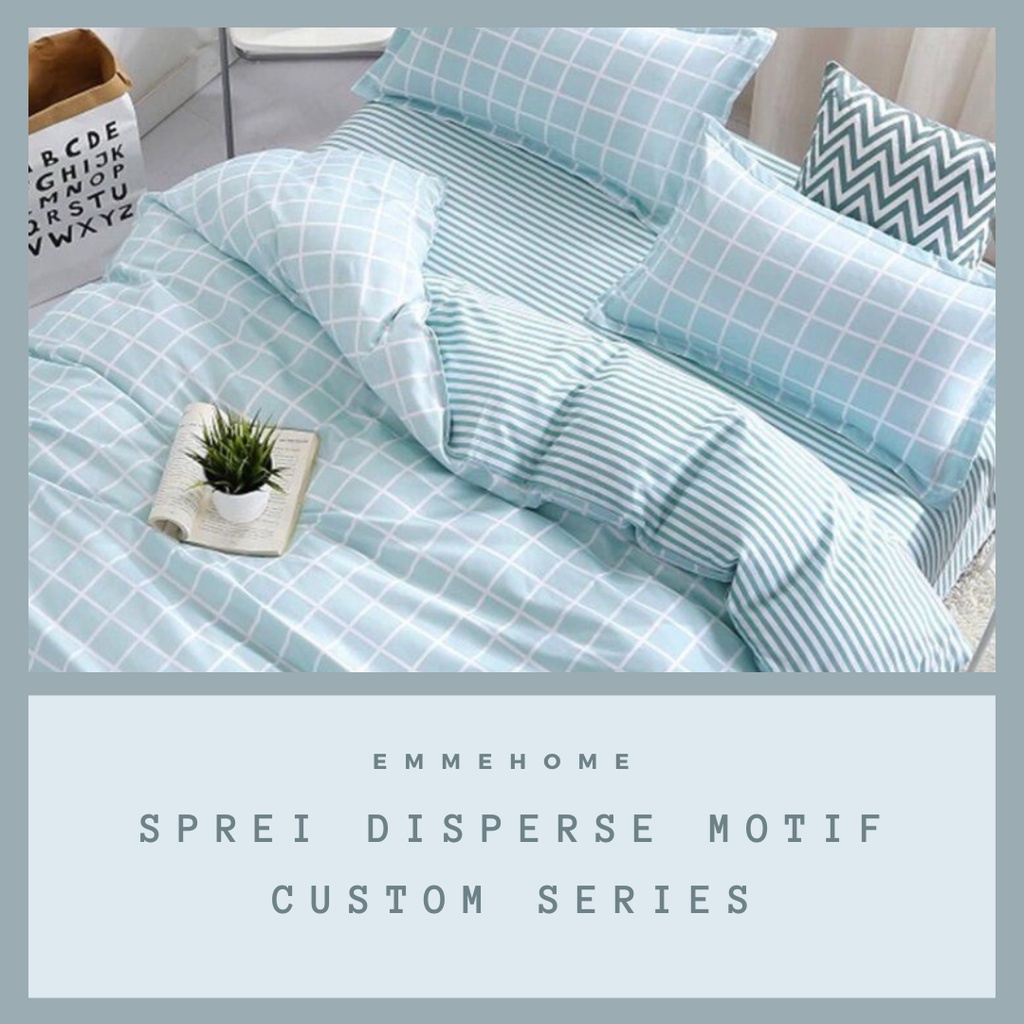 SPREI DISPERSE MOTIF KOTAK / BUNGA CUSTOM UKURAN 90/100/120/140/160/180/200 TINGGI 20/25/30/35/40