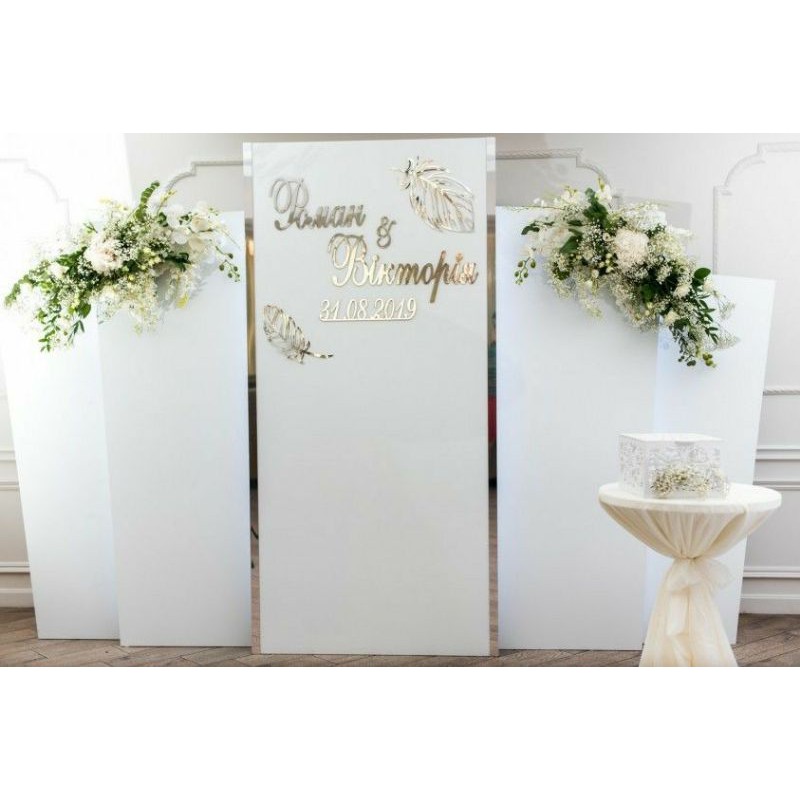 backdrop minimalis / backdrop rustic / dekorasi pernikahan