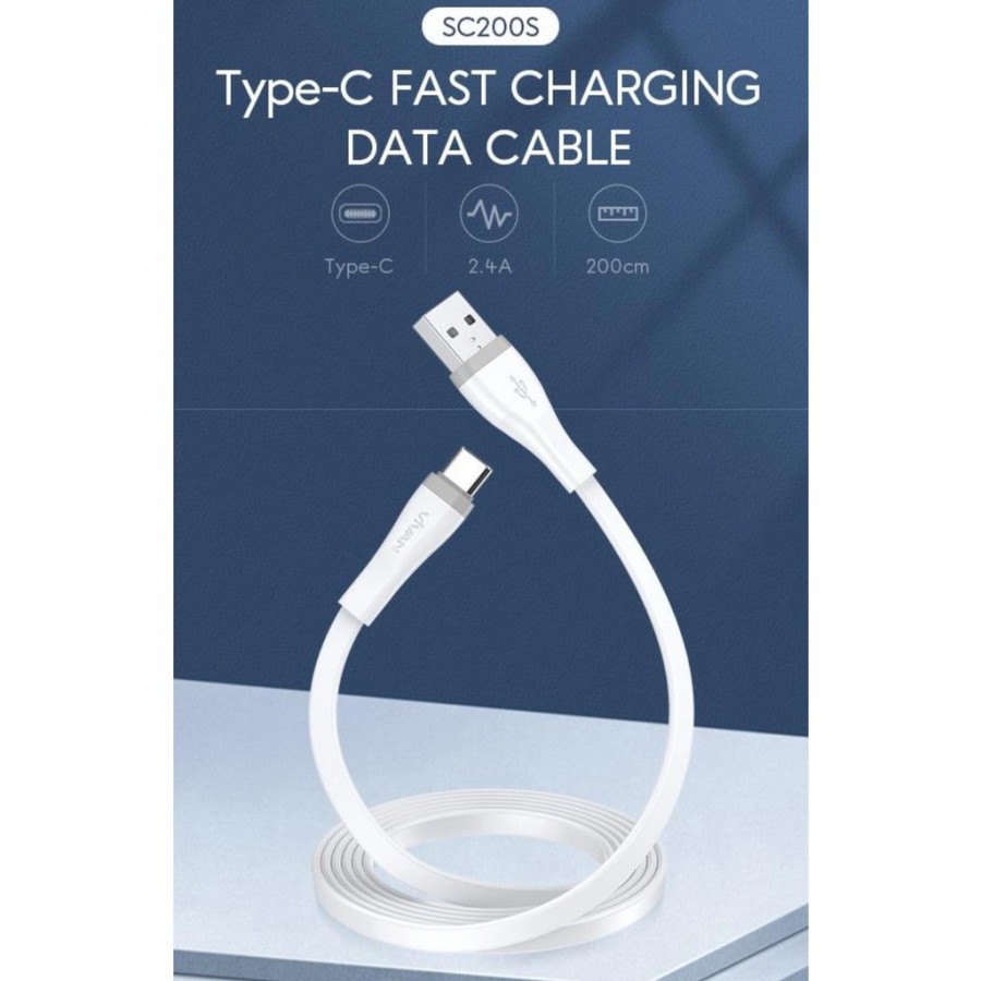 VIVAN Kabel Data SC200S Cable Data USB TYPE-C 2M Fast Charging 2,4A Garansi Original Resmi