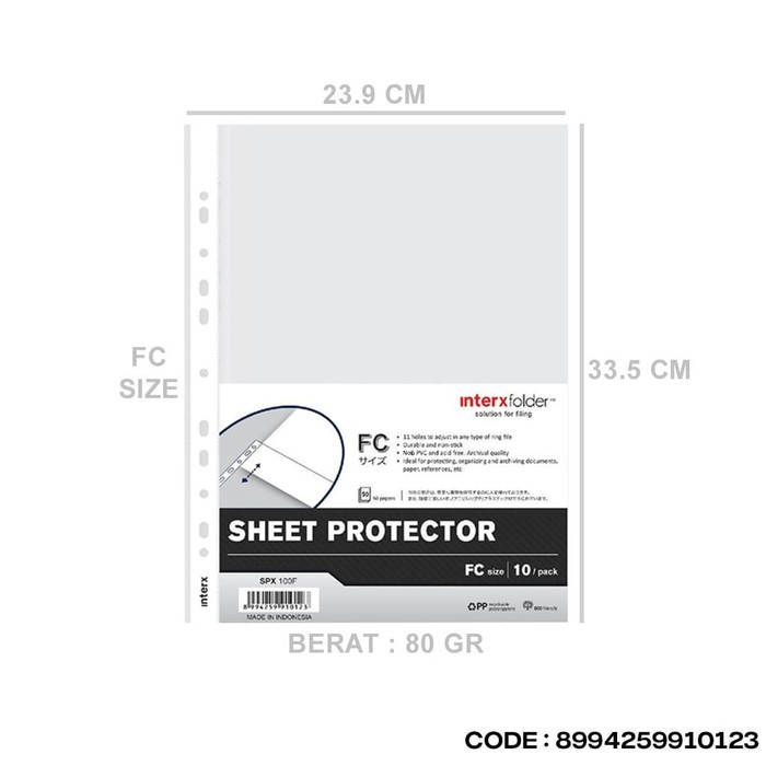 SHEET PROTECTOR FC Pelindung Kertas Binder Map Plastik