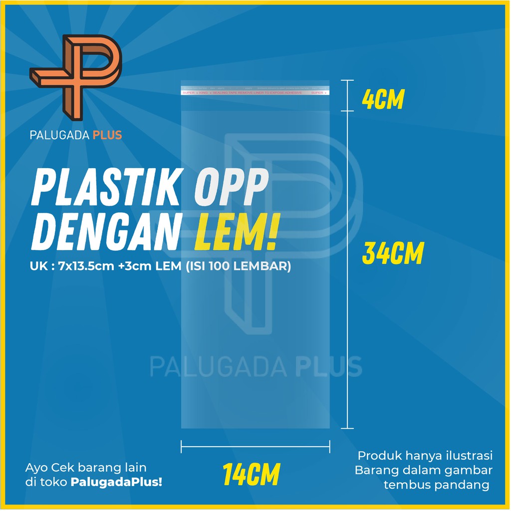 

Plastik OPP lem Uk 14x34cm +4(LEM) 1 Pack/100pcs OPP roti, souvenir, aksesoris
