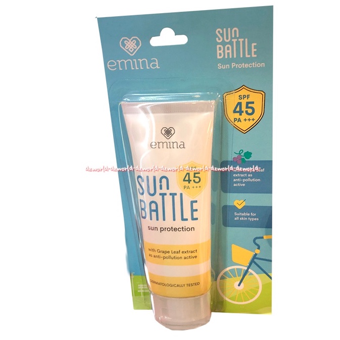 Emina Sun Battle 100gr Sun Protection SPF 45 Sunblock Untuk Kulit With Grape Leaf Emmina Sun Blok Sun Block