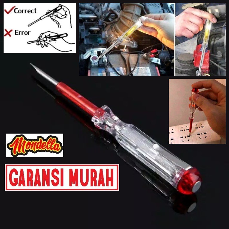 Tespen Obeng Minus Nyala Led Plus Pengait Cantolan Saku Baju Test Pen Alat Test Listrik