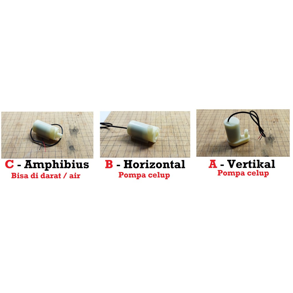 [HAEBOT] Pompa Air Celup Mini 3-6V DC Submersible Micro Pump 5V Vertikal Horizontal Amphibi Motor Kecil