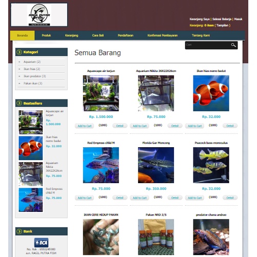 Source Code Toko Online, penjualan Ikan Hias