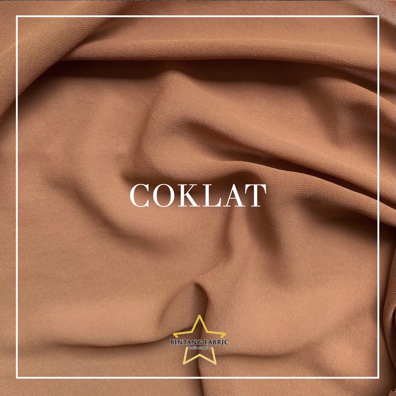 Bahan Kain Ceruti Ceruty Baby doll Premium 1/2 meter-Coklat