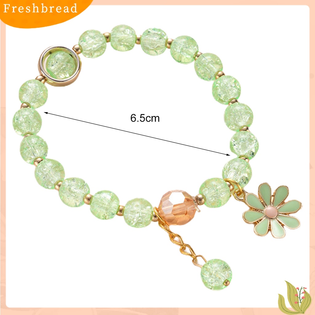 [TERLARIS]Girl Marguerite Glass Flower Dangle Beads Bangle Bracelet Jewelry Accessory for Valentine Day