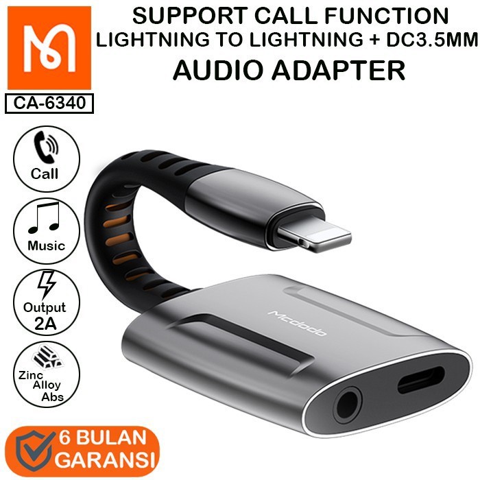 MCDODO Sambungan Adaptor Audio Lightning to Lightning + Jack 3.5MM