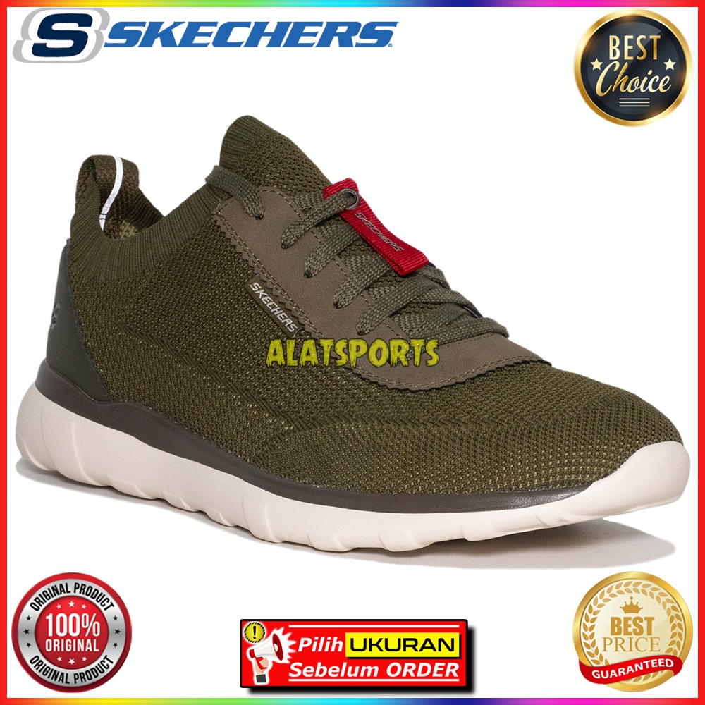 Skechers Bulger Nickson 66407-OLV - Olive Sepatu Sneaker Pria Original