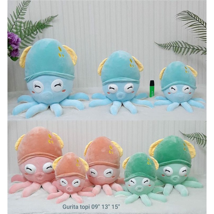 Boneka Gurita Topi Size 9&quot;/25cm/boneka octopus/boneka animal